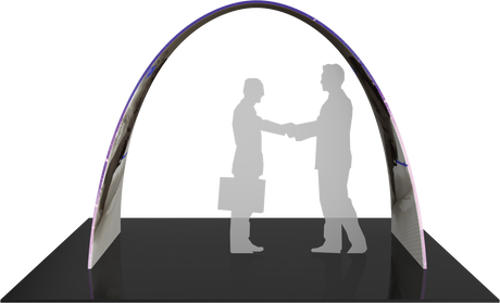 Arch with printed fabric graphics, approx. 10'w x 7.5'h