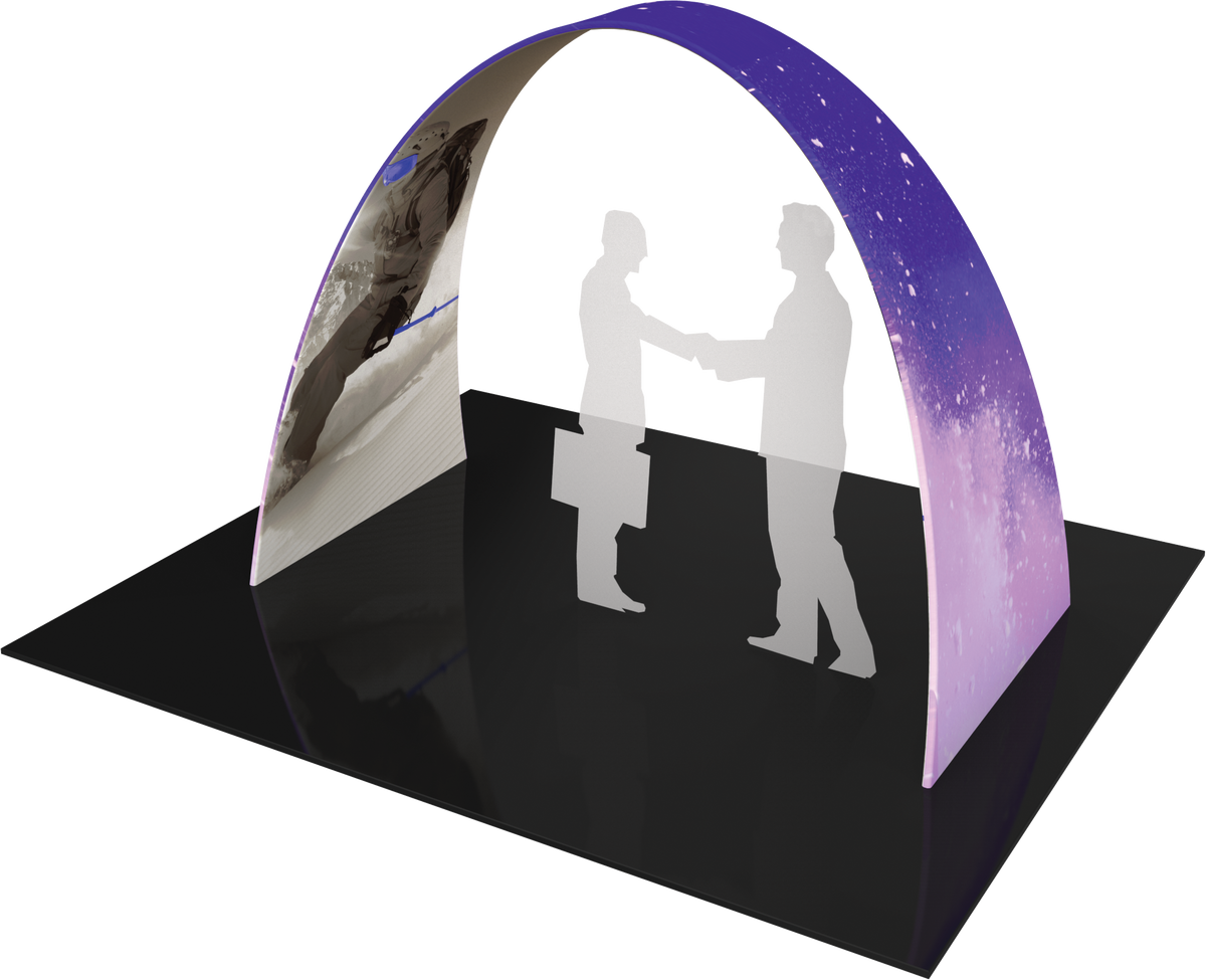 Arch with printed fabric graphics, approx. 10'w x 7.5'h