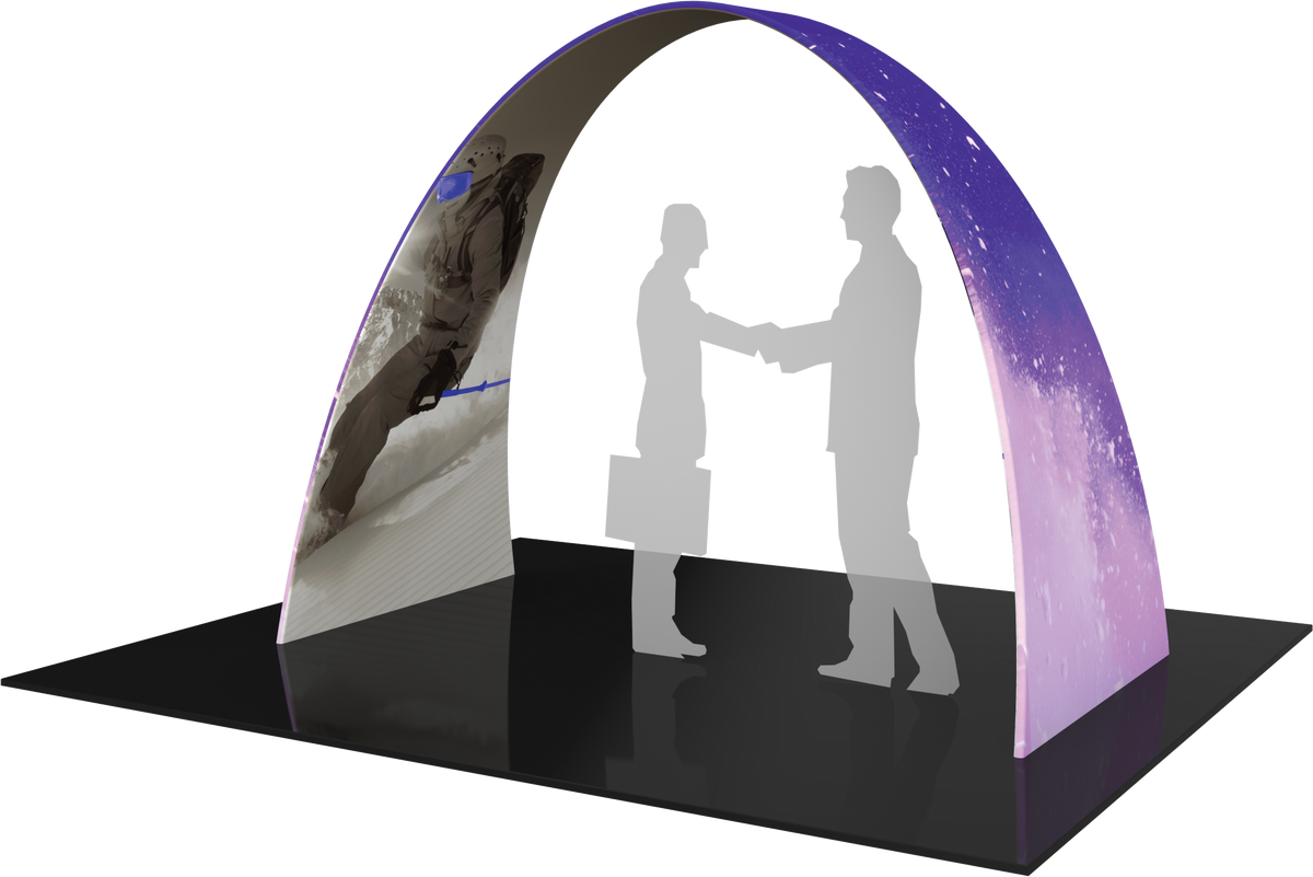 Arch with printed fabric graphics, approx. 10'w x 7.5'h