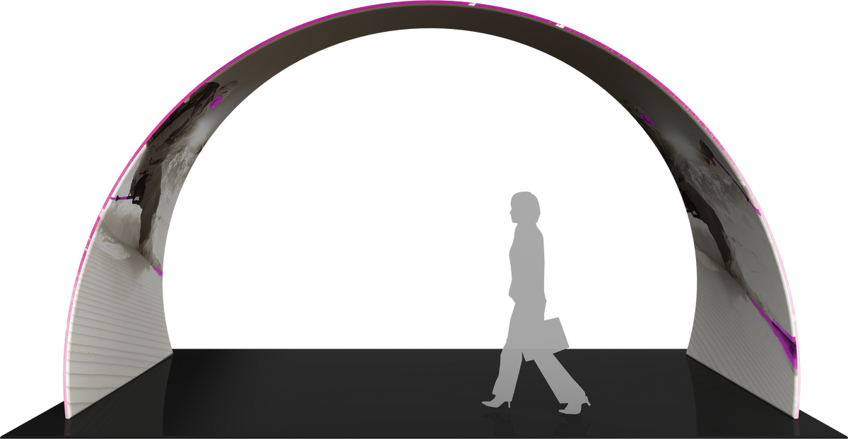 Arch with printed fabric graphics, approx. 20'w x 11'h