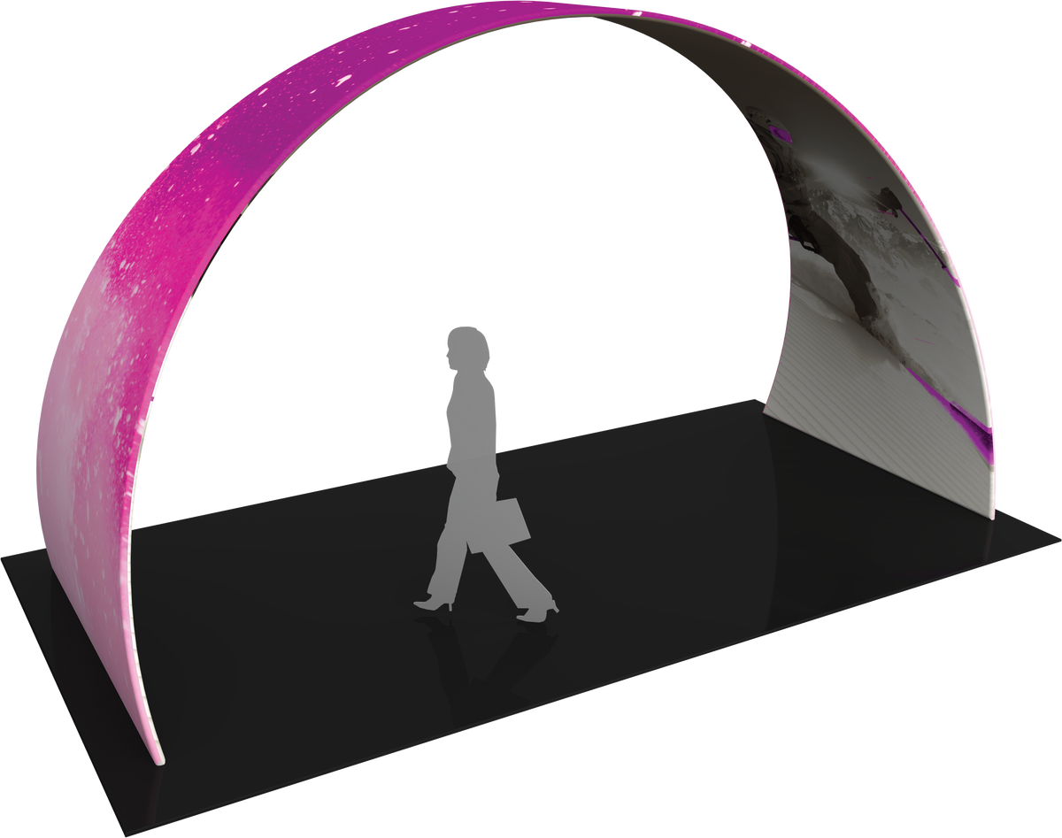 Arch with printed fabric graphics, approx. 20'w x 11'h