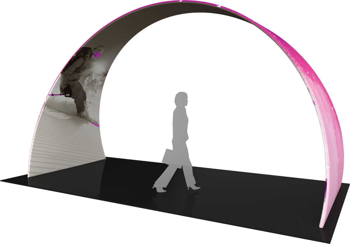 Arch with printed fabric graphics, approx. 20'w x 11'h