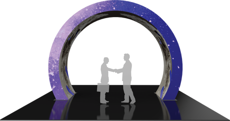 Arch with printed fabric graphics, 12.5'h x 24'w