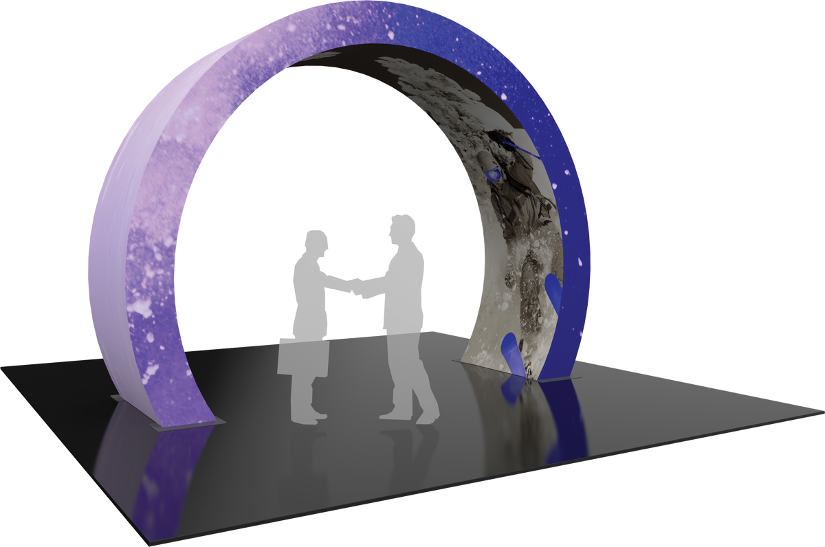 Arch with printed fabric graphics, 12.5'h x 24'w