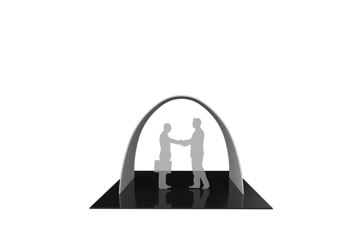 Arch with printed fabric graphics, 10'w x 7.5'h