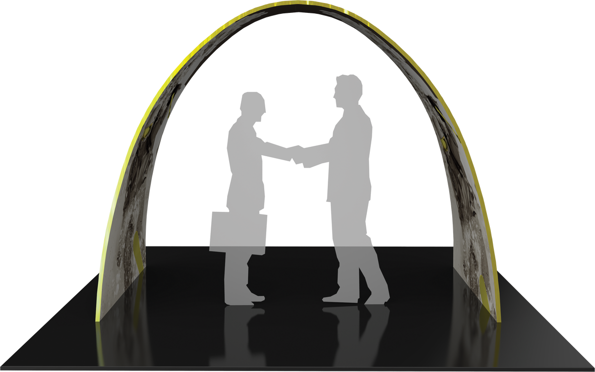 Arch with printed fabric graphics, 10'w x 7.5'h