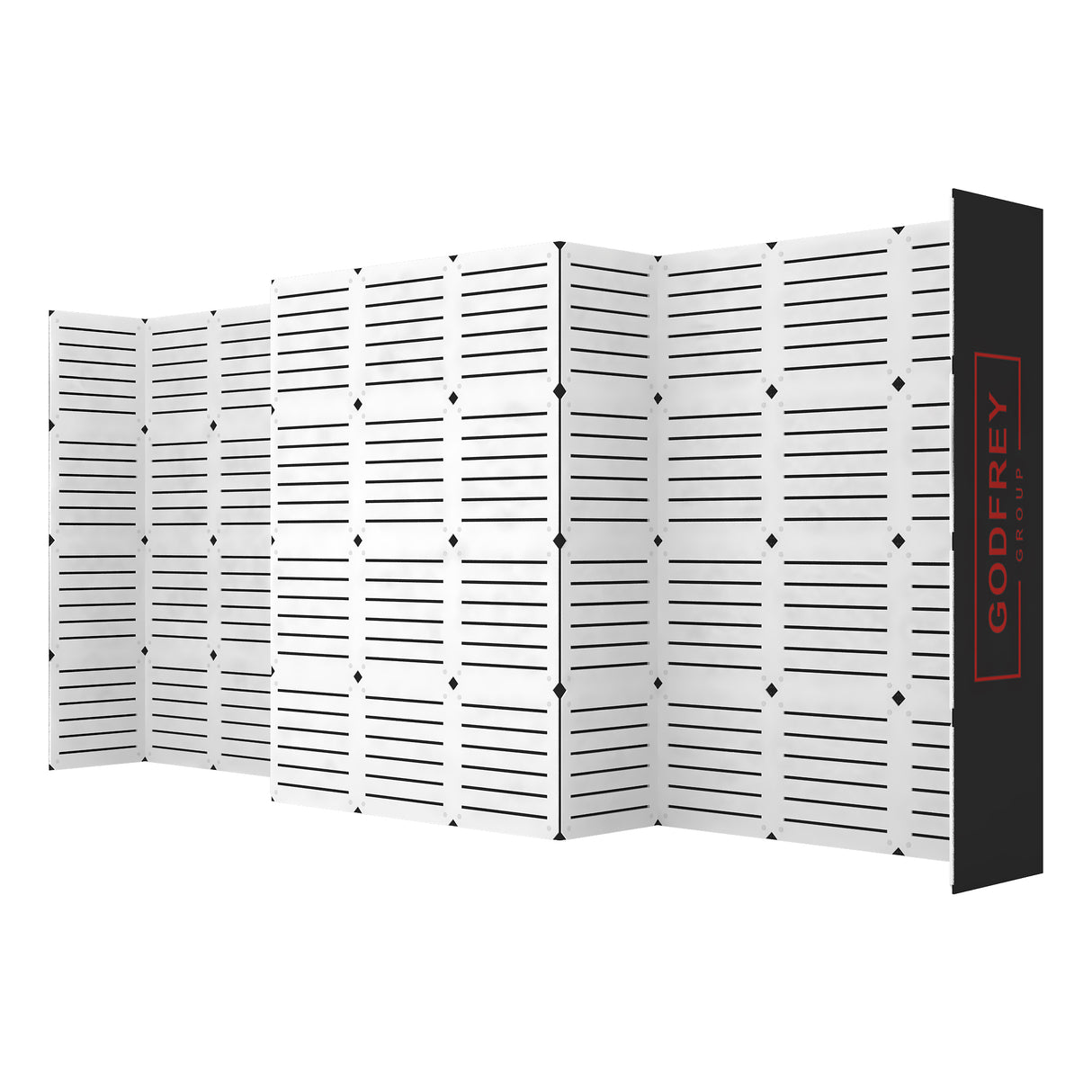 Used 10’x20' Modular Slatwall Display - Optional Graphics and Monitor Mount