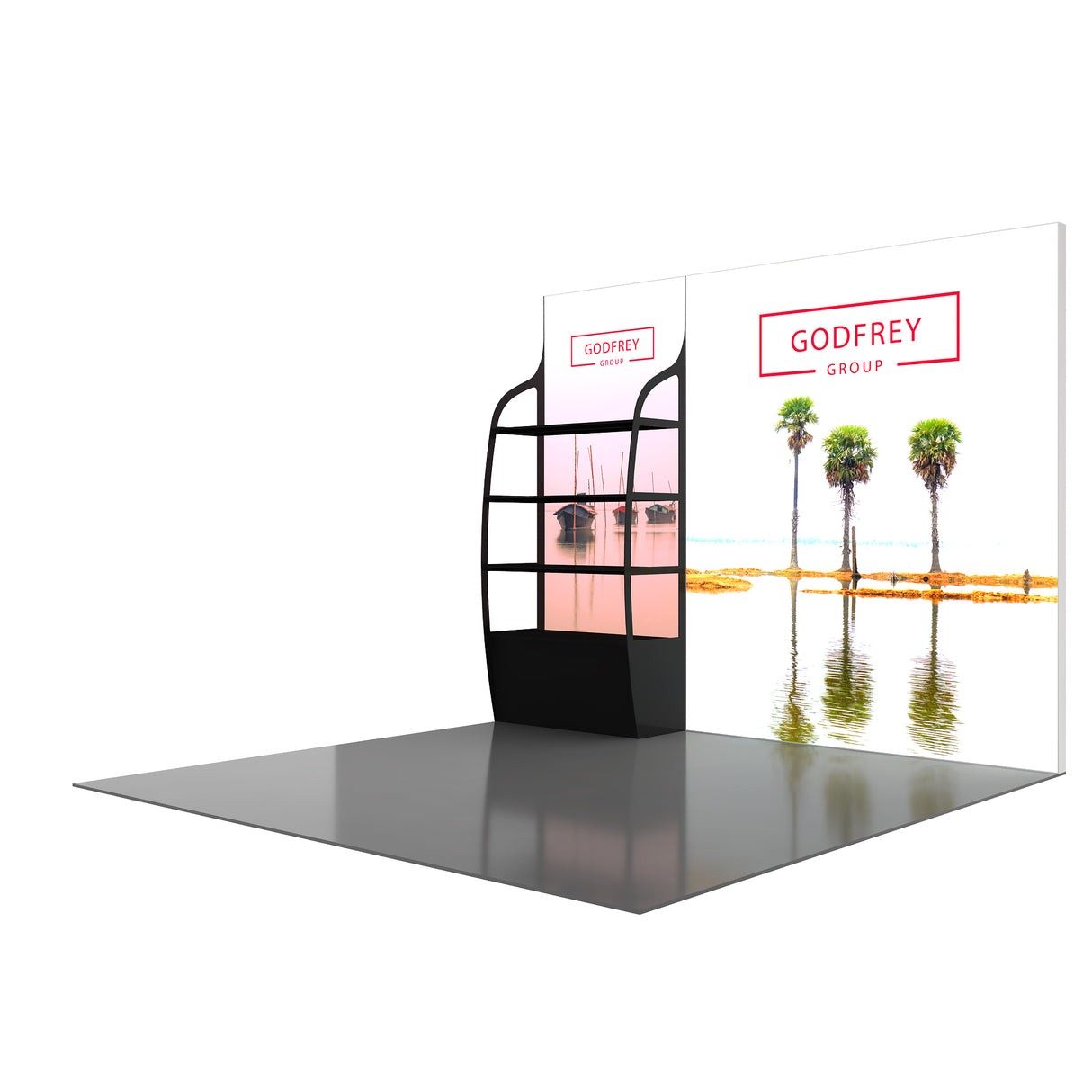 10' Backlit Shelf Display With Two Lightboxes - Godfrey Group