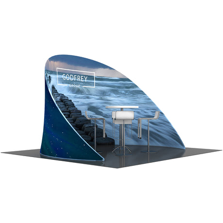 Curved wall with double or single sided graphic