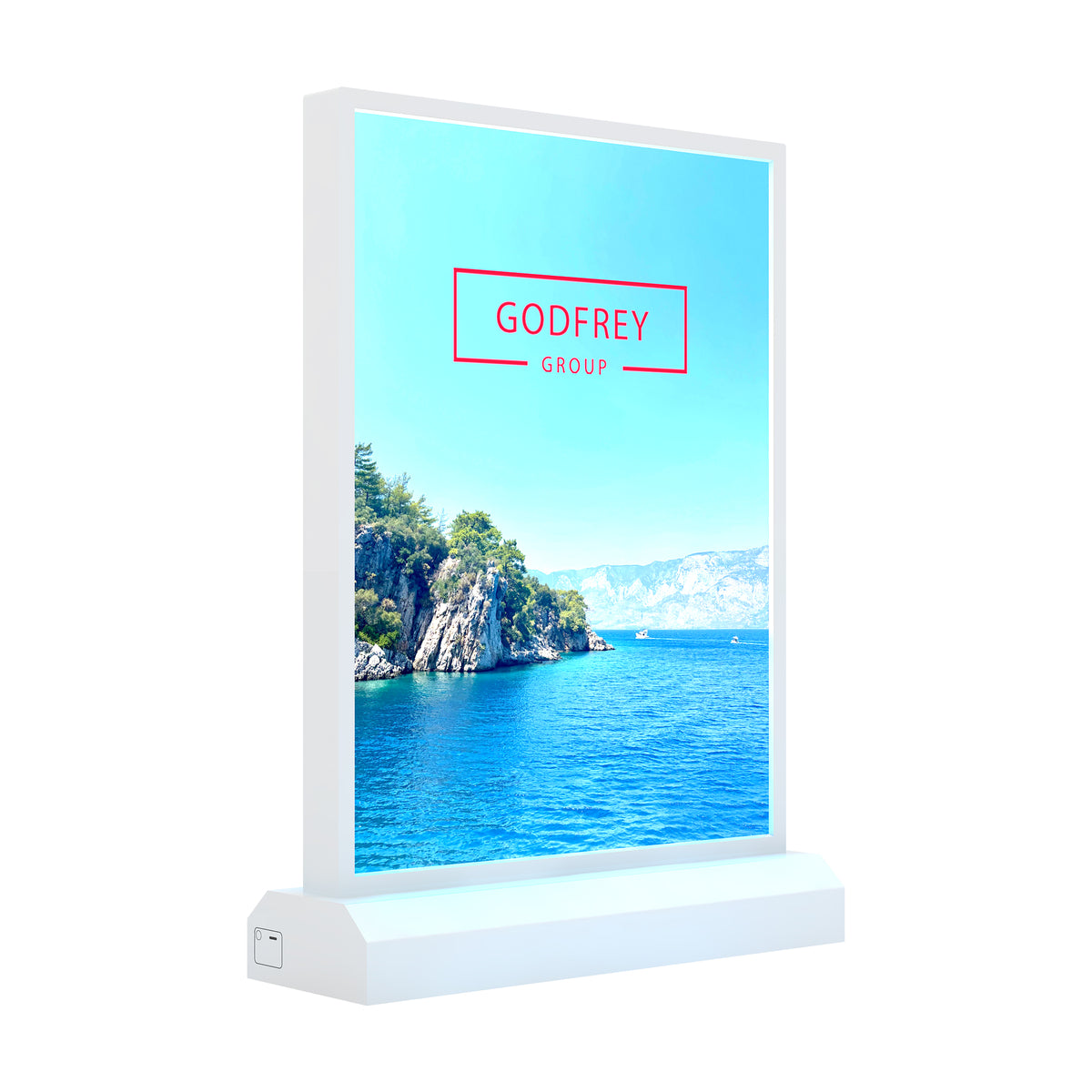 Tabletop light box with graphics on both sides