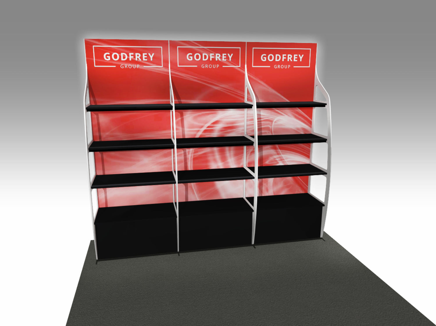 Backlit OutRigger II with 3 Shelf Modules | Godfrey Group