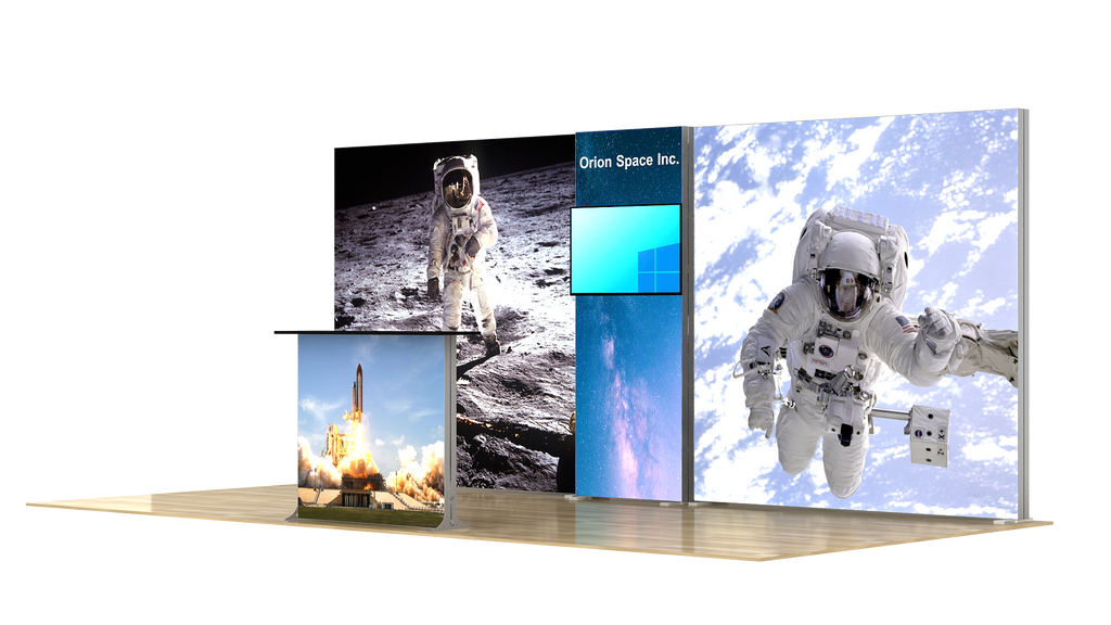 20' Backlit Modular Display With Monitor Mount And Backlit Counter