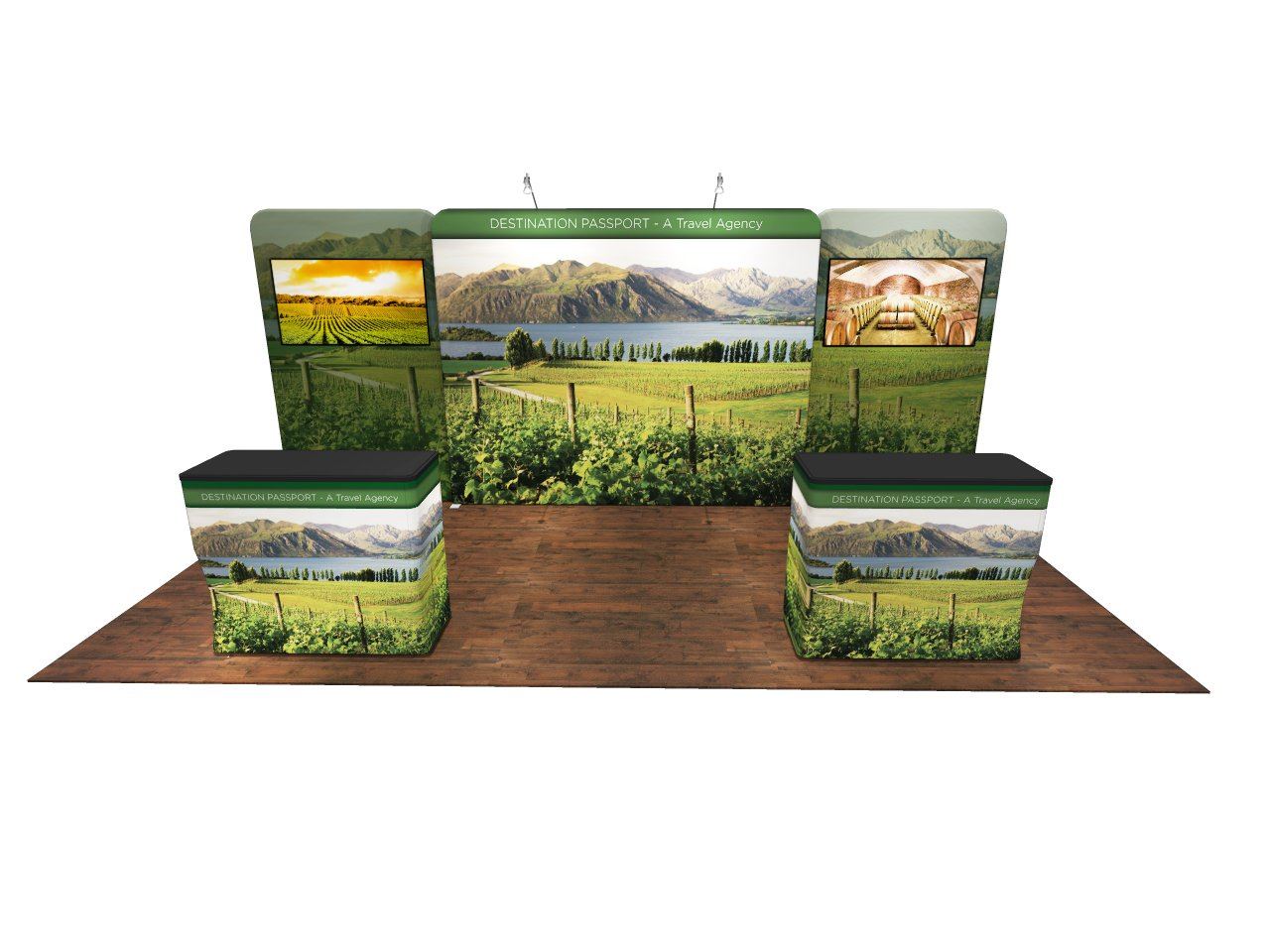 20' Tensioned Fabric Backwall With Two Monitor Mounts - Godfrey Group