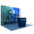 Fabric Backwall With Monitor & Two Shelf Stands - Godfrey Group