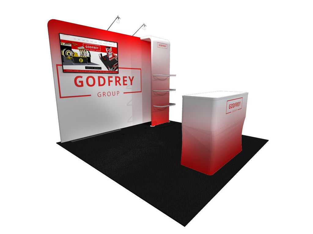 10' Tensioned Fabric Backwall With Shelf Stand - Godfrey Group