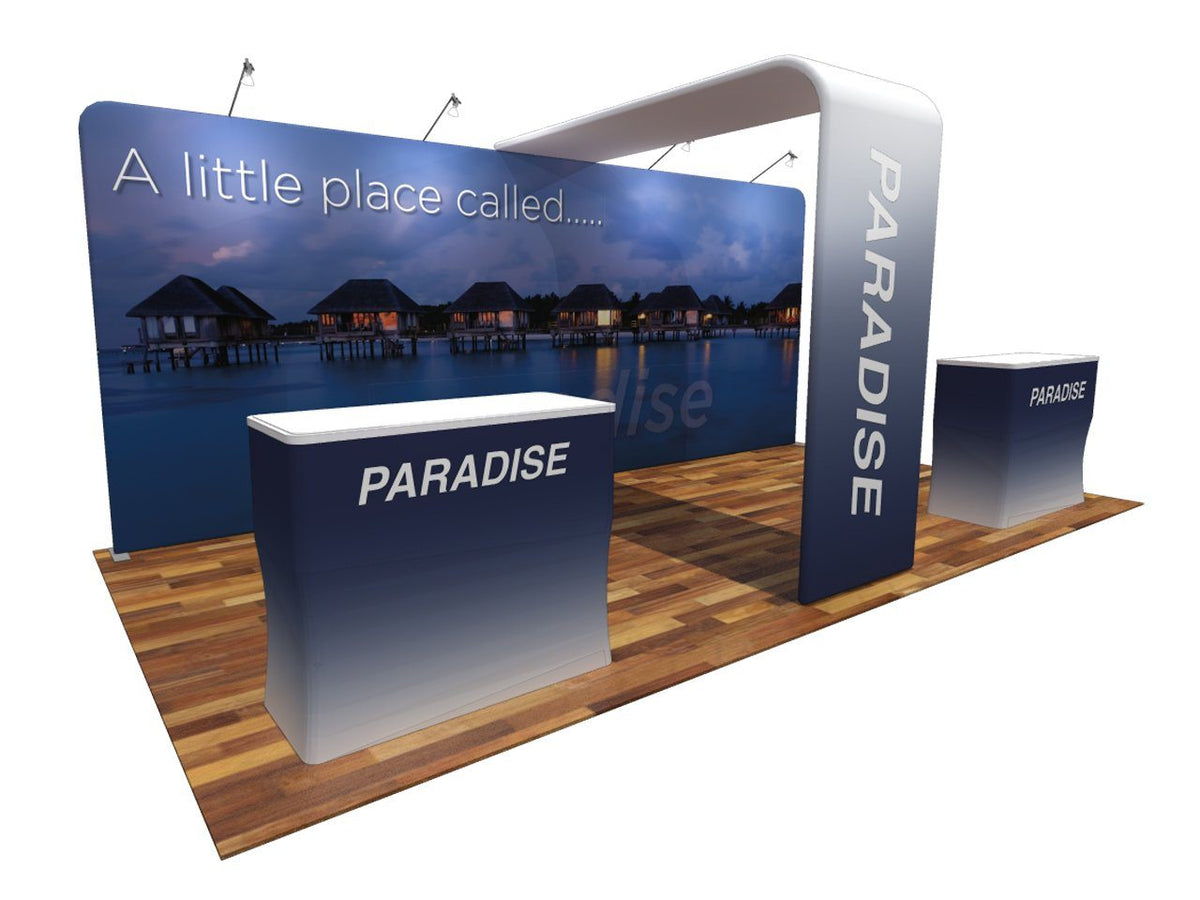 Backwall 20' Tensioned Fabric Trade Show Display Backwall With Archway – Godfrey ...