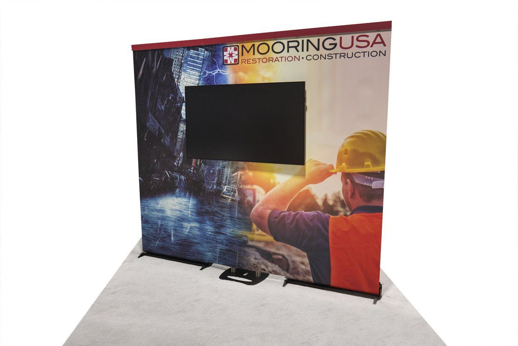 Back Wall Banner Stand With Monitor Mount - Godfrey Group