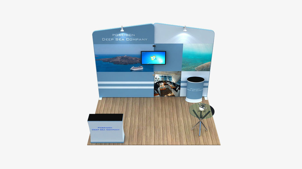 Tension Fabric Display With Overlapping Frames and Monitor Mount ...