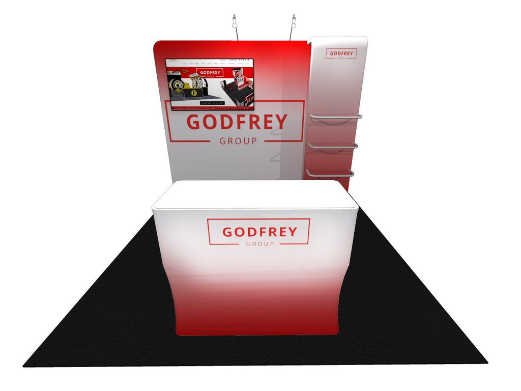 10' Tensioned Fabric Backwall With Shelf Stand - Godfrey Group