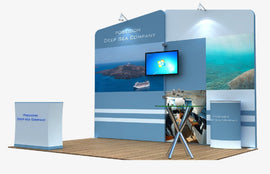 Tension Fabric Display With Overlapping Frames and Monitor Mount - Godfrey Group