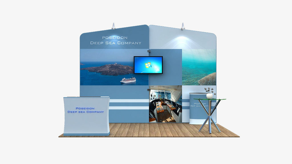 Tension Fabric Display With Overlapping Frames and Monitor Mount - Godfrey Group