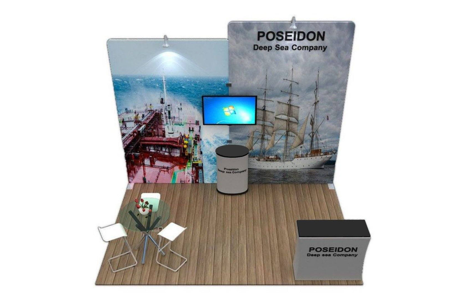 Tension Fabric Display With Dual Frames and Monitor Mount - Godfrey Group